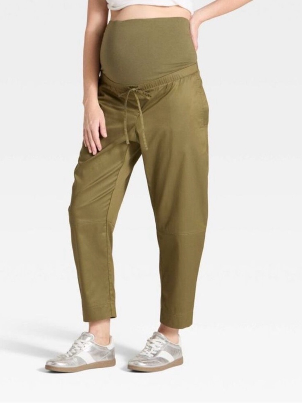Isabel Maternity by Ingrid & Isabel Olive Cropped Drawstring Maternity Pants